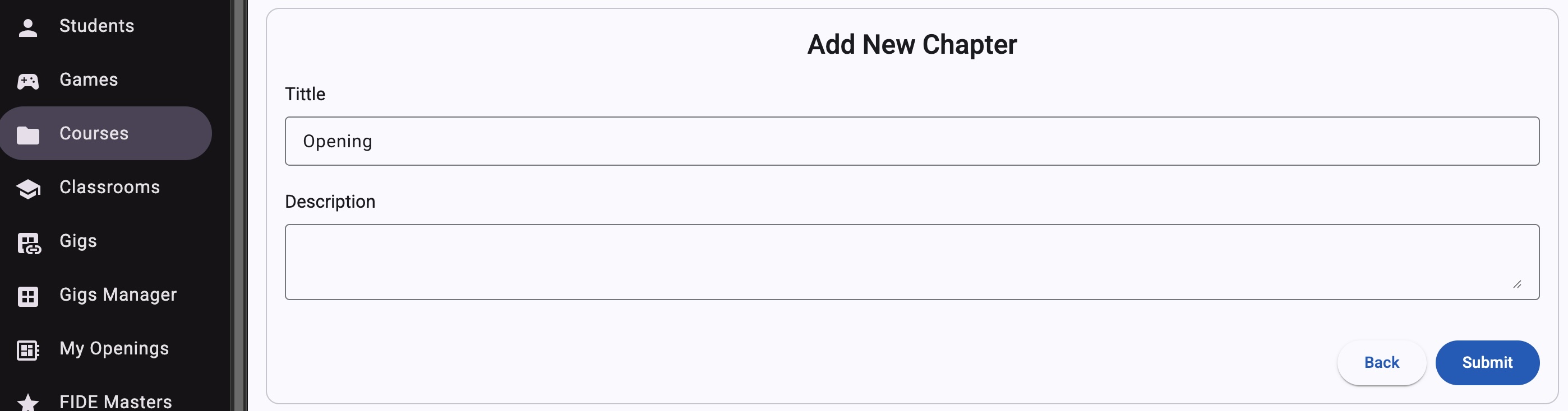 Create Opening chapter in Training course