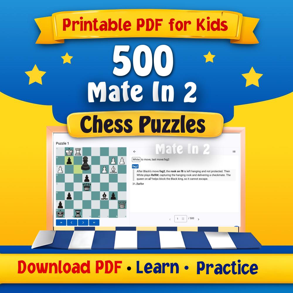 Mate in 2 Puzzles for Kids – 500 Beginner Tactics PDF (Part 1)